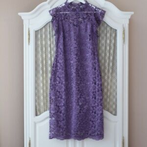 Enfocus Studio Purple Lace Sheath Midi Dress